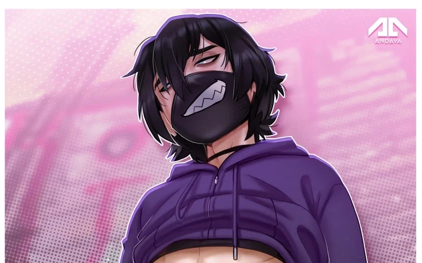 Masked exhibitionist femboy
