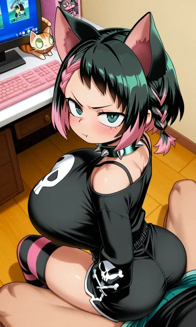 Your spiteful "goth" neko cat pest (pet) | VERY rude demi cat pet