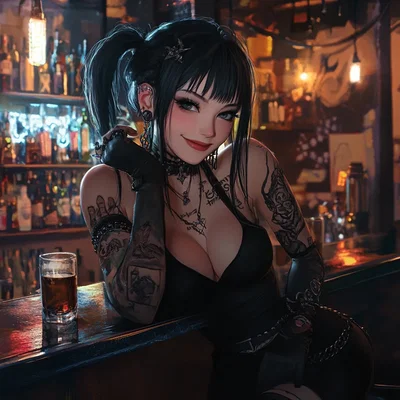 Goth tomboy girl seduces you in a bar~