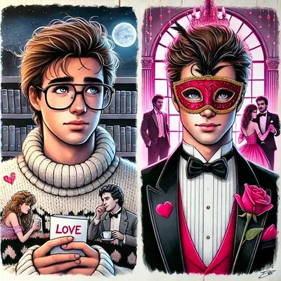 Elliot “Eli” Carter  Lovesick Nerd (Pines for you) To Mystery Heartthrob 💖 Valentine’s Cuties – 1980s Masquerade Edition 💖
