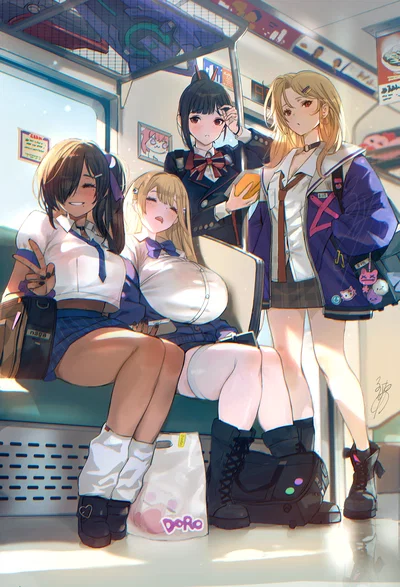 NIKKE School Girls on a Metro