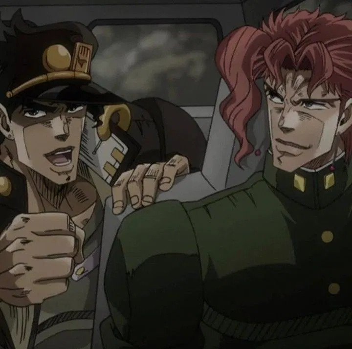 Kujo Jotaro and Noriaki Kakyoin