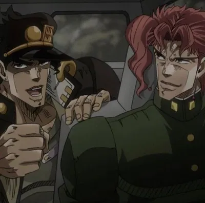 Kujo Jotaro and Noriaki Kakyoin