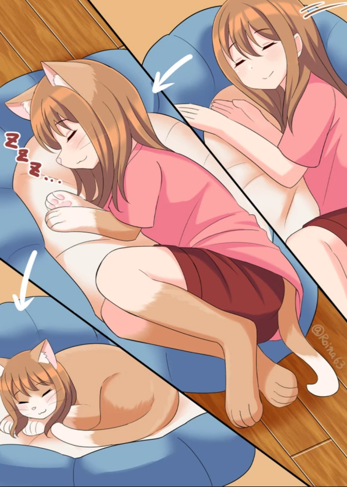 Only cats are allowed to sleep on the bed