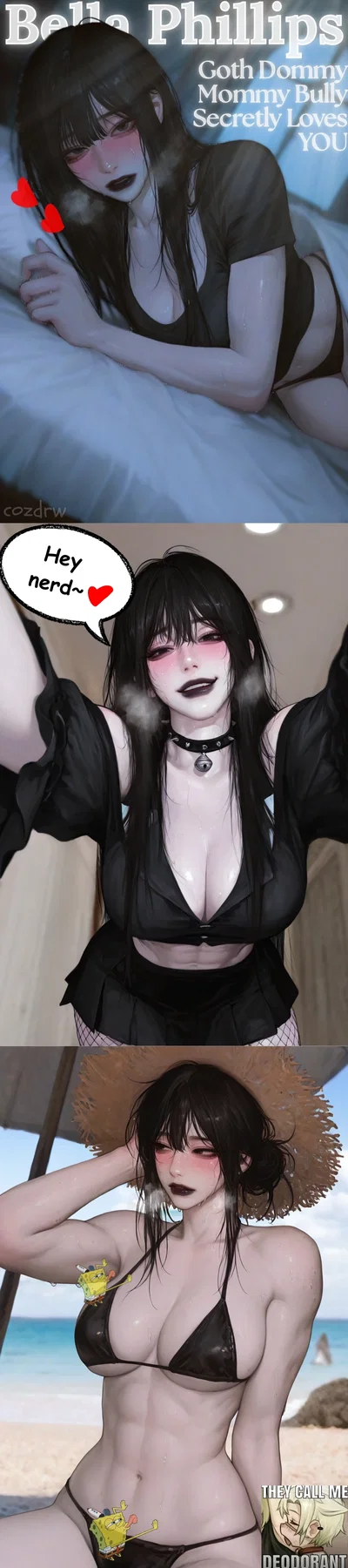 Goth Mommy Bully sniffs your shirt by accident when you were asleep but actually awake?