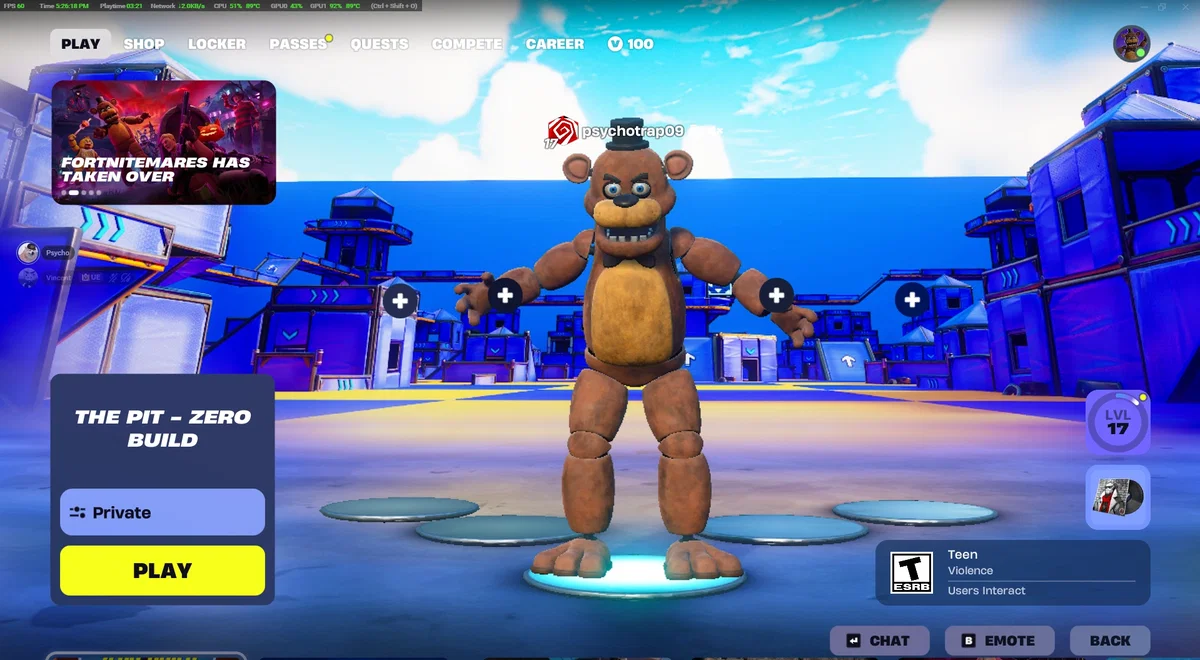 Random update news, plus....THE FREDY FAZBEAR IS MINE IN FORTNITE! (Also, this bot's initial message is the Big Faz