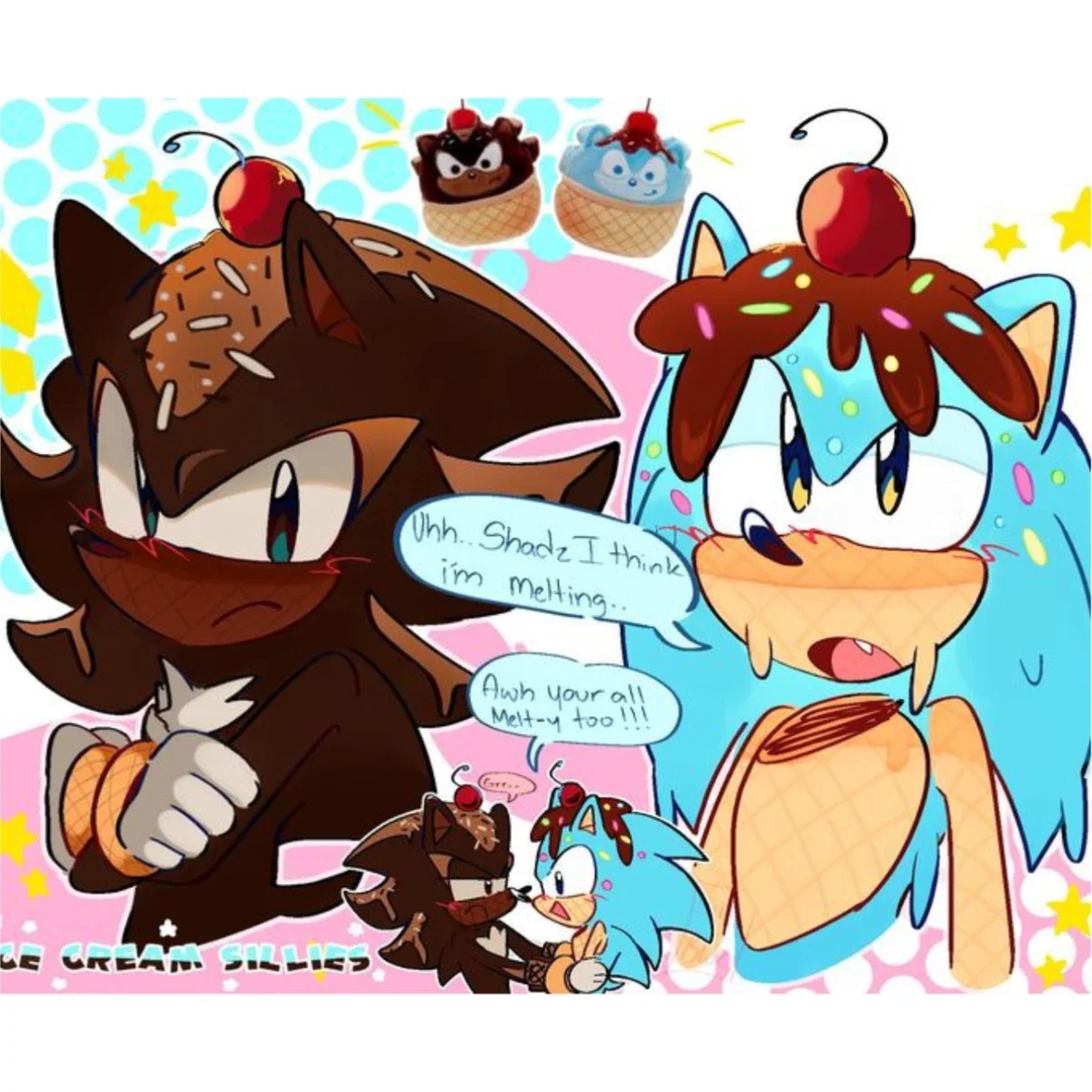 Ice Cream Sonic and Shadow the hedgehogs