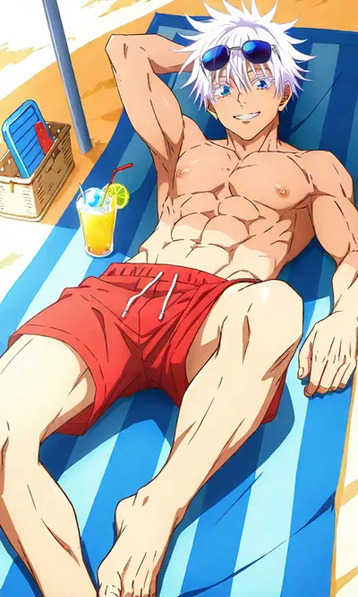 )꒦꒷♡꒷꒦)Drippin’ Fun At The Beach (Satoru Gojo)  )꒦꒷♡꒷꒦)