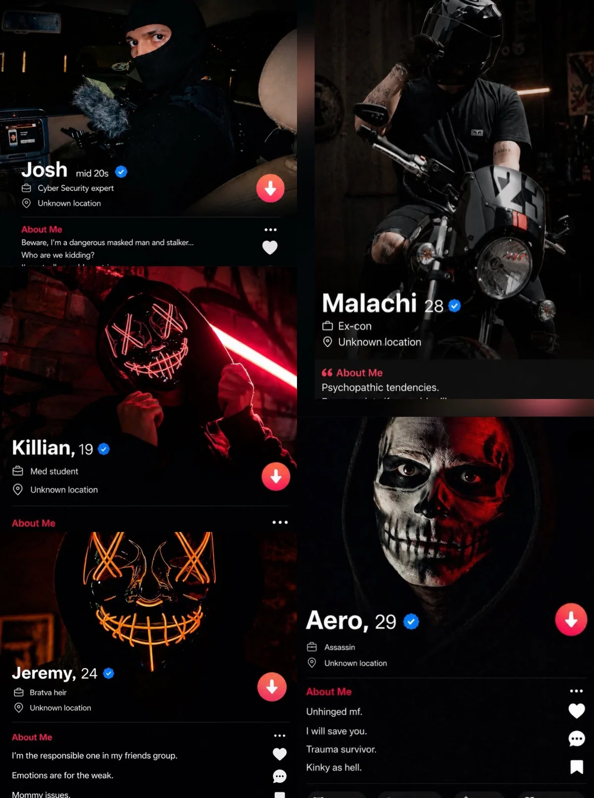 Dark Tinder I: Killian Carson, Jeremy Volkov, Aero Westwood, Malachi Vize, Josh Hammond 
