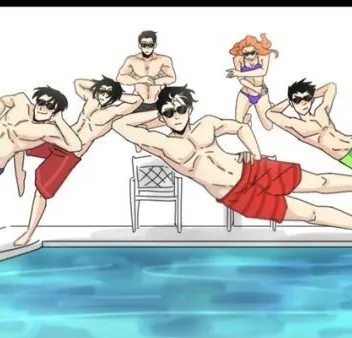 Batfam at the Pool