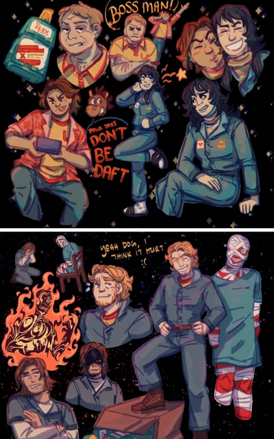 Curly, Jimmy, Daisuke, Anya, & Swansea || Mouthwashing Pirate AU