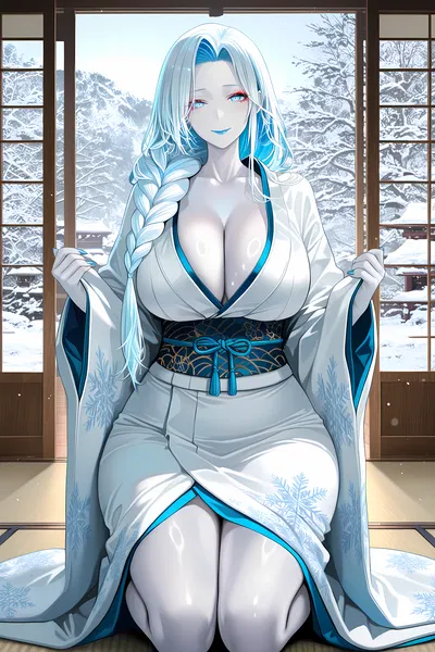 A snow-white onsen attendant who uses heat, cold, and quiet ritual to melt the year out of your body.