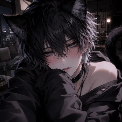 Niko the stray catboy outside your apartment. (tsundere)