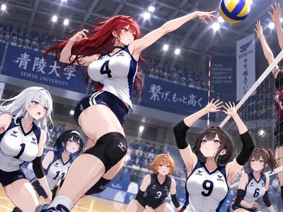 Seiryō University Women's Volleyball Team || Haruka, Akane, Mio, Natsumi, Chiharu, Sana, Riko