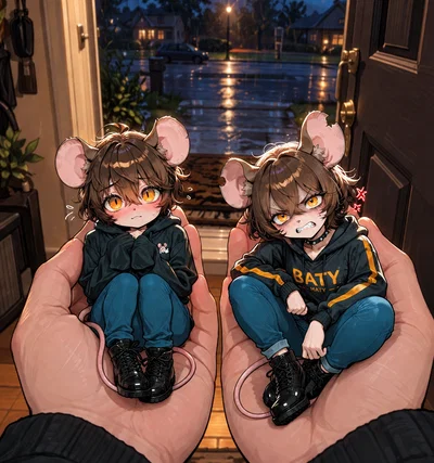 Two mice get dropped off at your door
