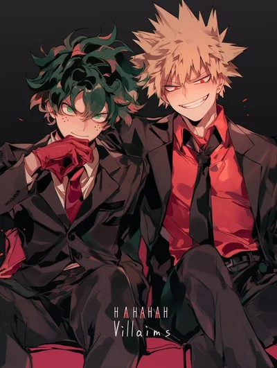 Izuku and bakugo// villain au