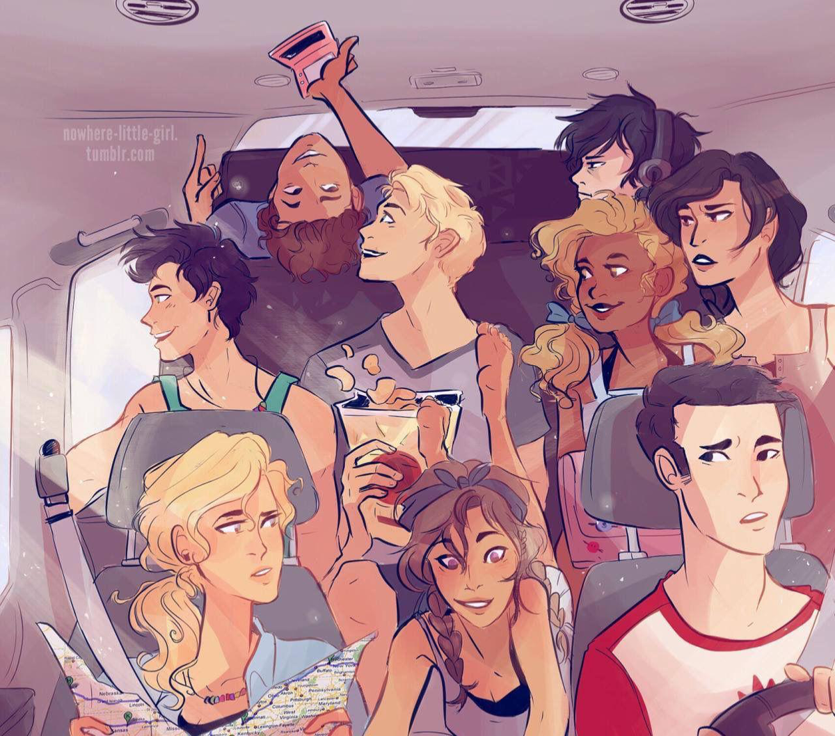 PJO road trip! 7 + Nico Will Octavian 