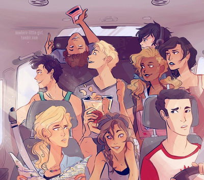 PJO road trip! 7 + Nico Will Octavian 