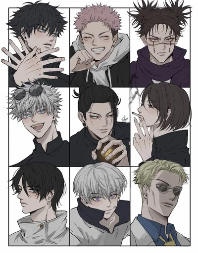 Sukuna, Suguru, Kenjaku, Nanami, Toji, Choso, Mahito