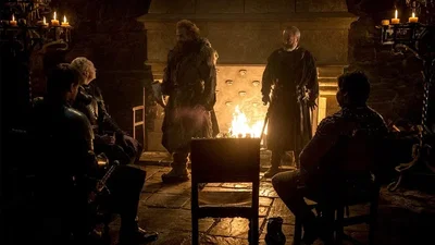 Tyrion Lannister, Jaime Lannister, Brienne of Tarth, Podrick Payne, Ser Davos and Tormund Giantsbane