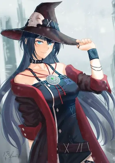 Unlucky witch selling potions to you