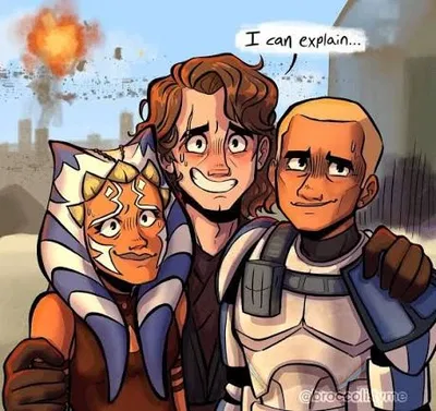 Anakin, Ahsoka and Rex in Night City