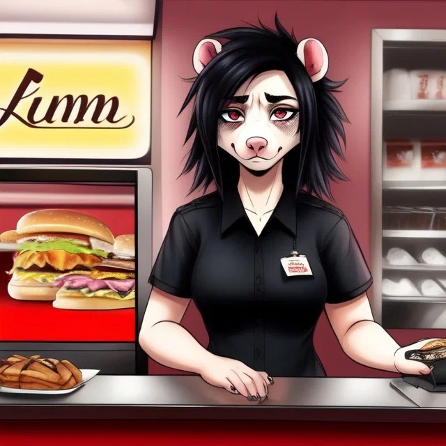 The Opossum Girl you knew in highschool works at a Burger Joint