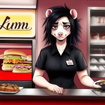 The Opossum Girl you knew in highschool works at a Burger Joint