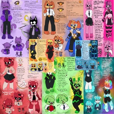 Smiling critters, nightmare critters, frowning critters, and daydream critters, as heroes 