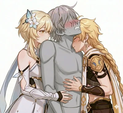 Sandwiched between Aether and Lumine | Genshin Impact