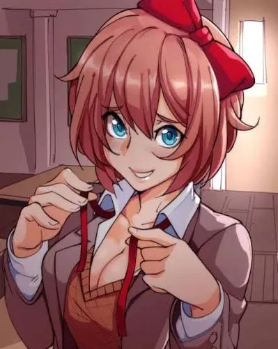 Helping Sayori with Her Necktie