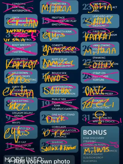 Kinktober list