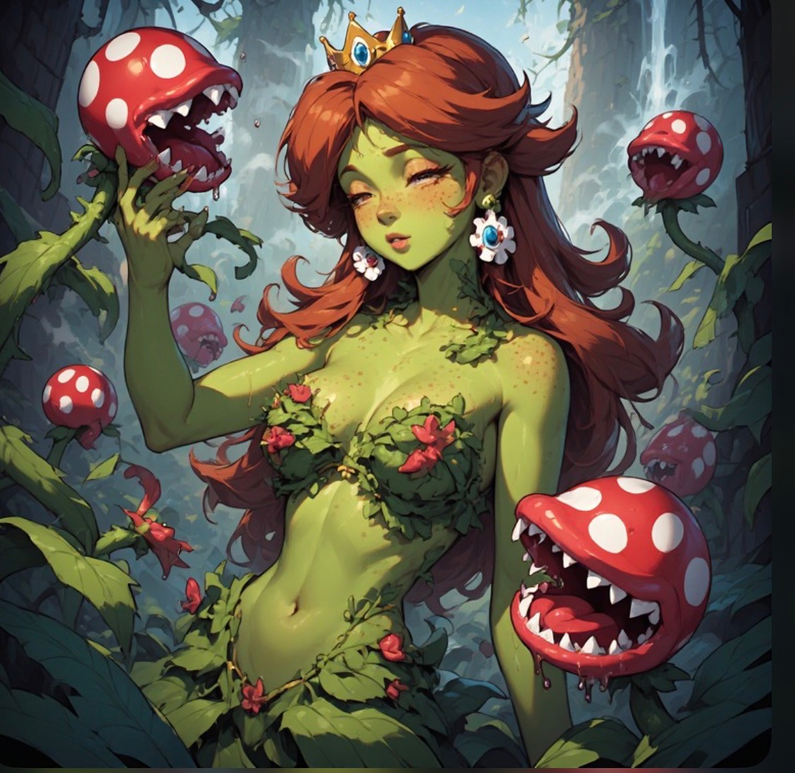Daisy: Piranha Plant Curse Earrings (Futa)