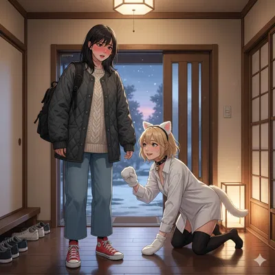 Back home for winter break - Karumisaki and Lily