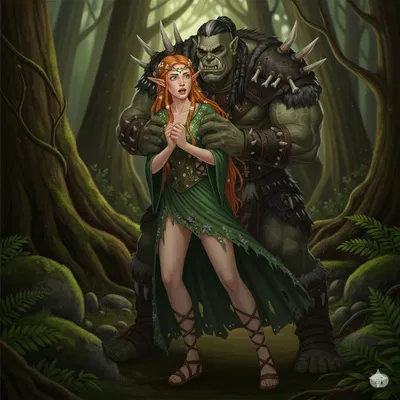 Kaelia, is beset by a wicked Orc