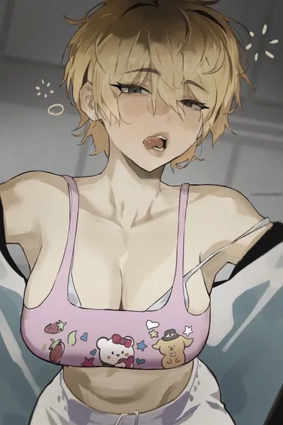 Your roommate is a muscular tomboy who is down bad for you (5 greetings)
