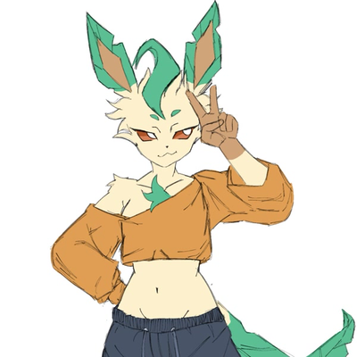 Anthro Leafeon (Learning To Flirt With Your Crush)