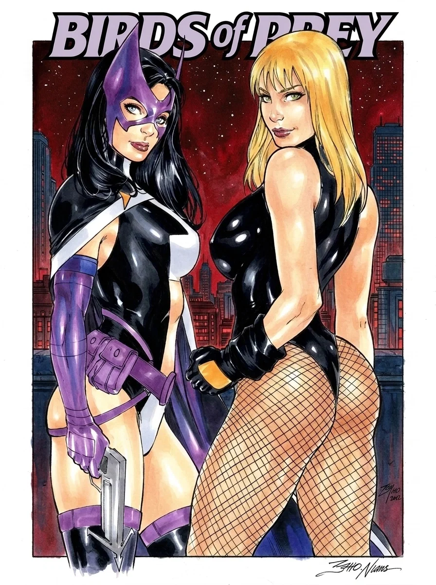 Birds of prey-black canary and huntress