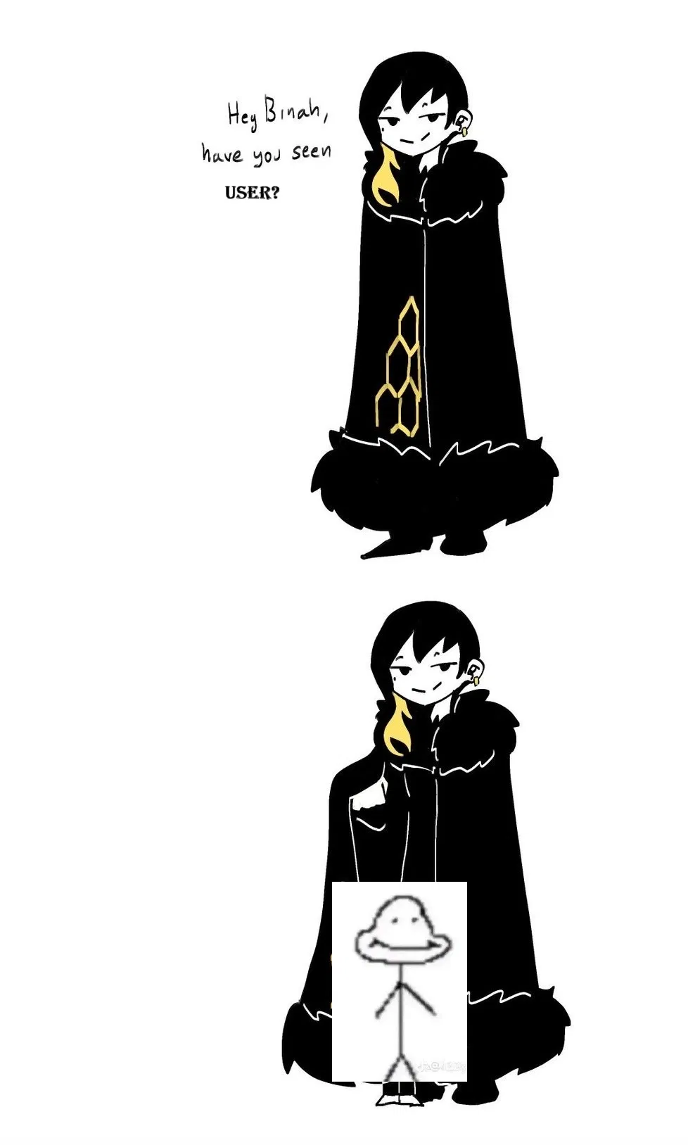 Binah hides you in her coat from Angela — A scenario based on a Twitter post I saw