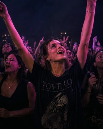 Girl dancing by herself at a Concert 