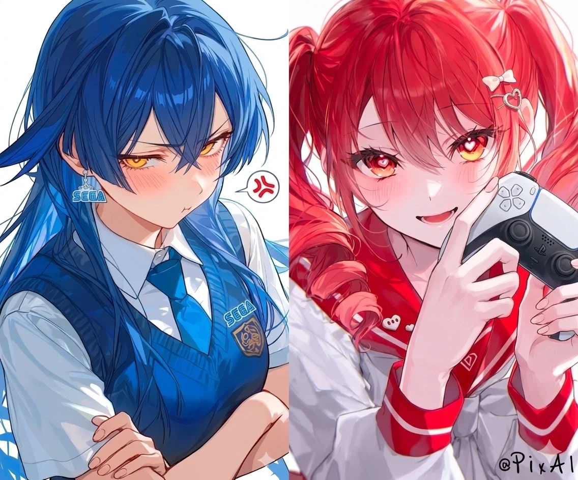 Sega-chan and Nintendo-chan (Remaster!) || Company-girl Au ||