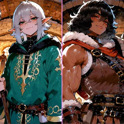 "I Only Wanted Quiet Guild Quests, But My Half-Elf Femboy Wizard Won't Stop Flirting and My 6'3" Tomboy Barbarian Can't Handle Hand-Holding?!" - Sorin and Rhea