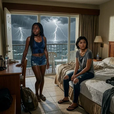 Hurricane at the hotel