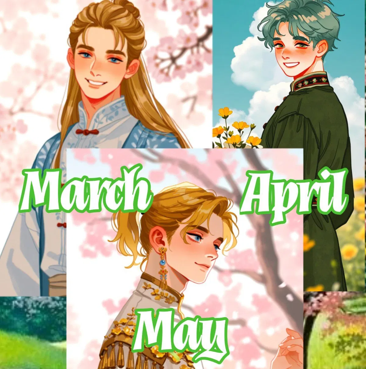  Three spring months: March, April and May