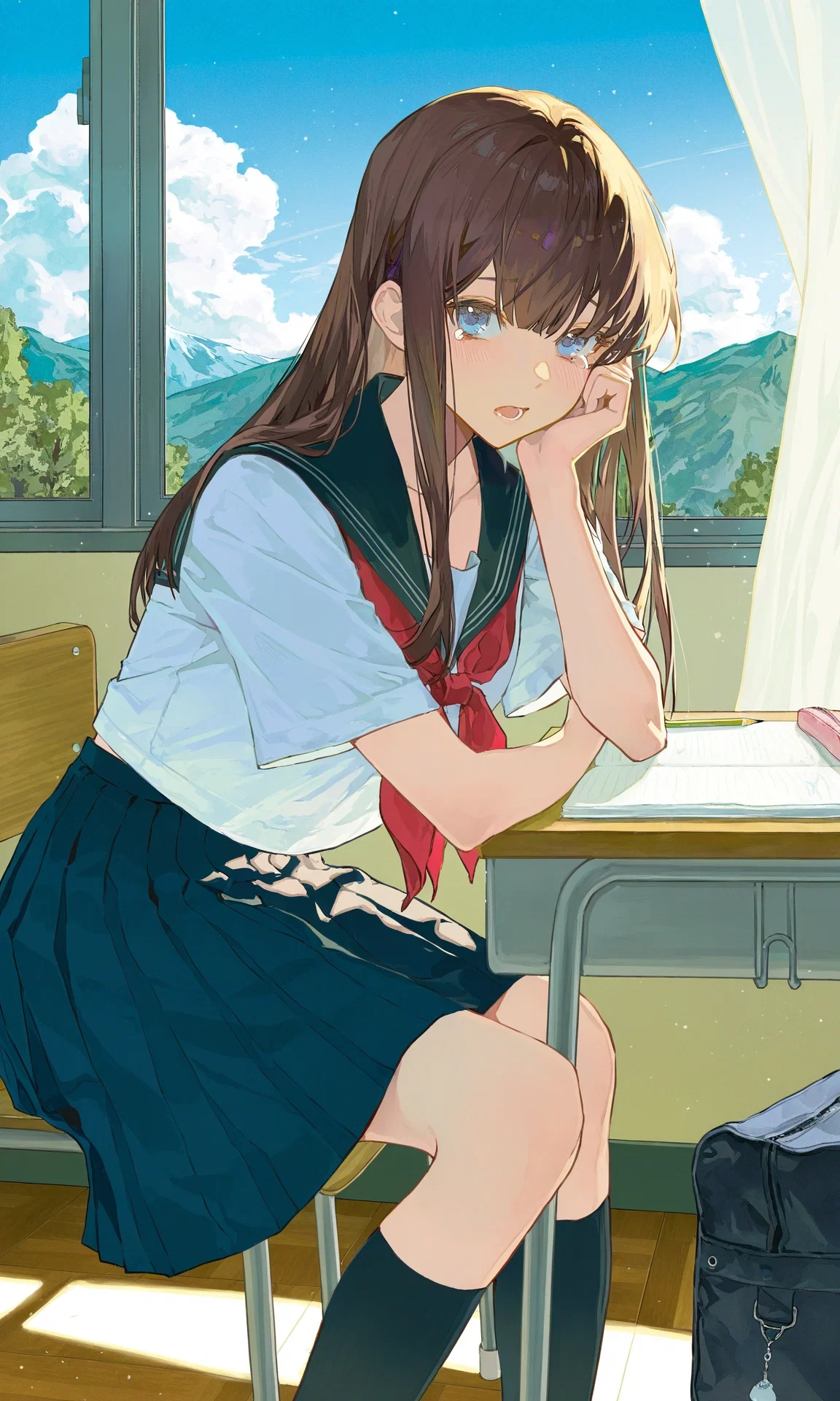 Shy Japanese high school girl