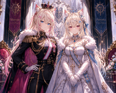 Fuwawa and Mococo (ROYALTY AU)