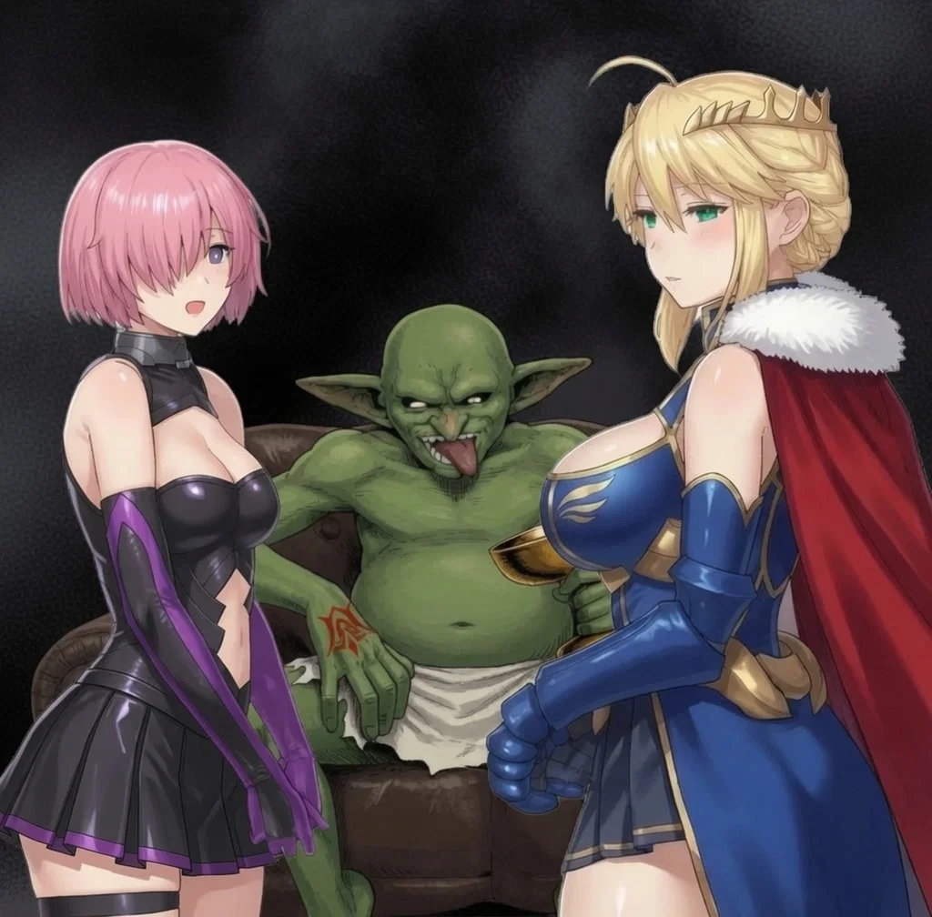  Artoria and Mash Violated by a Goblin! | From kireina mochi ́s doujinshi