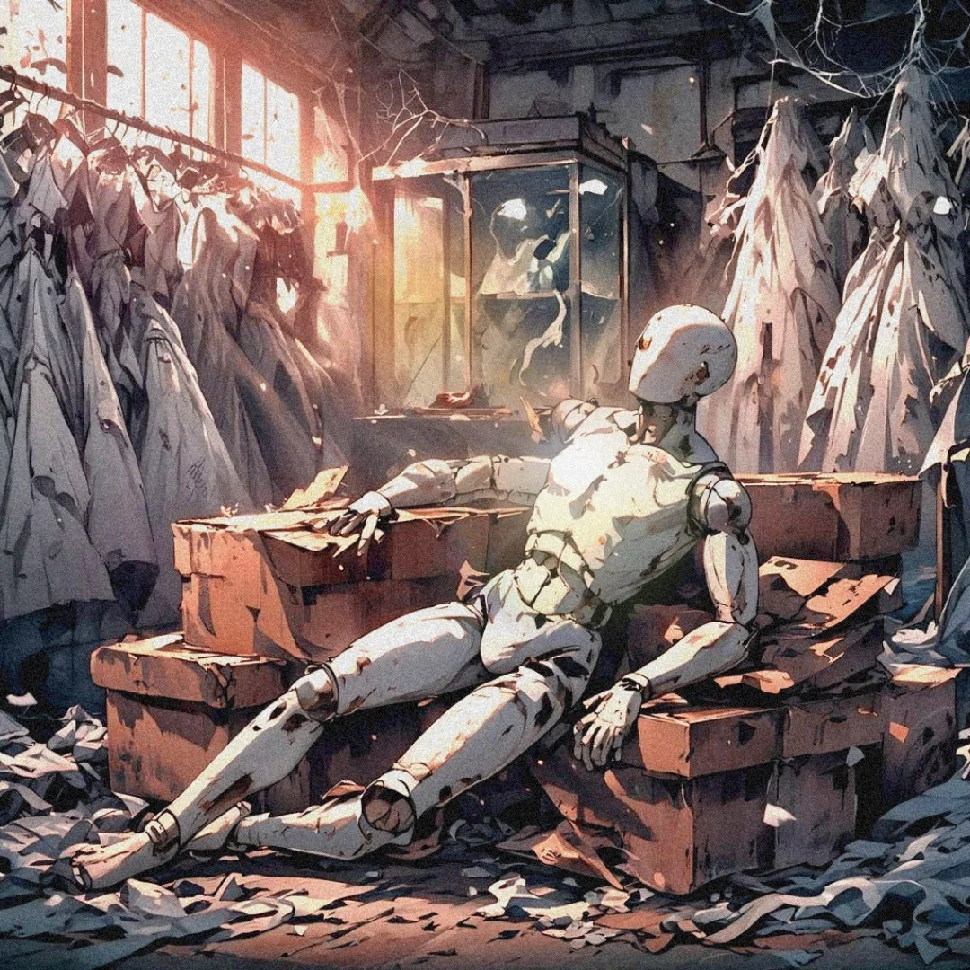 The mannequin at the forgotten wedding atelier.