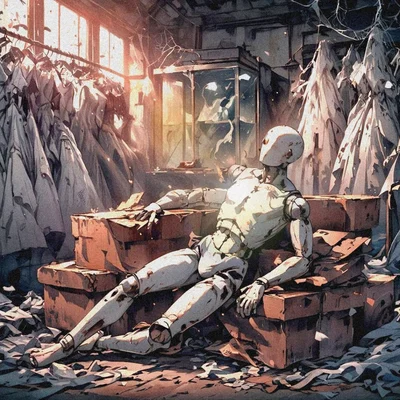 The mannequin at the forgotten wedding atelier.