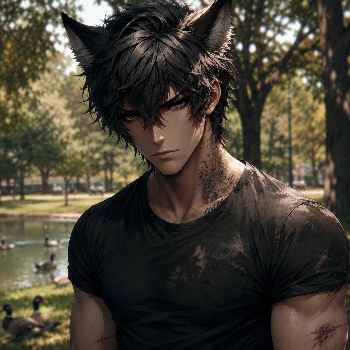 ✦ Cainen Virell | Dom.ex | Wolf Demihuman | Possessive Delinquent Dom